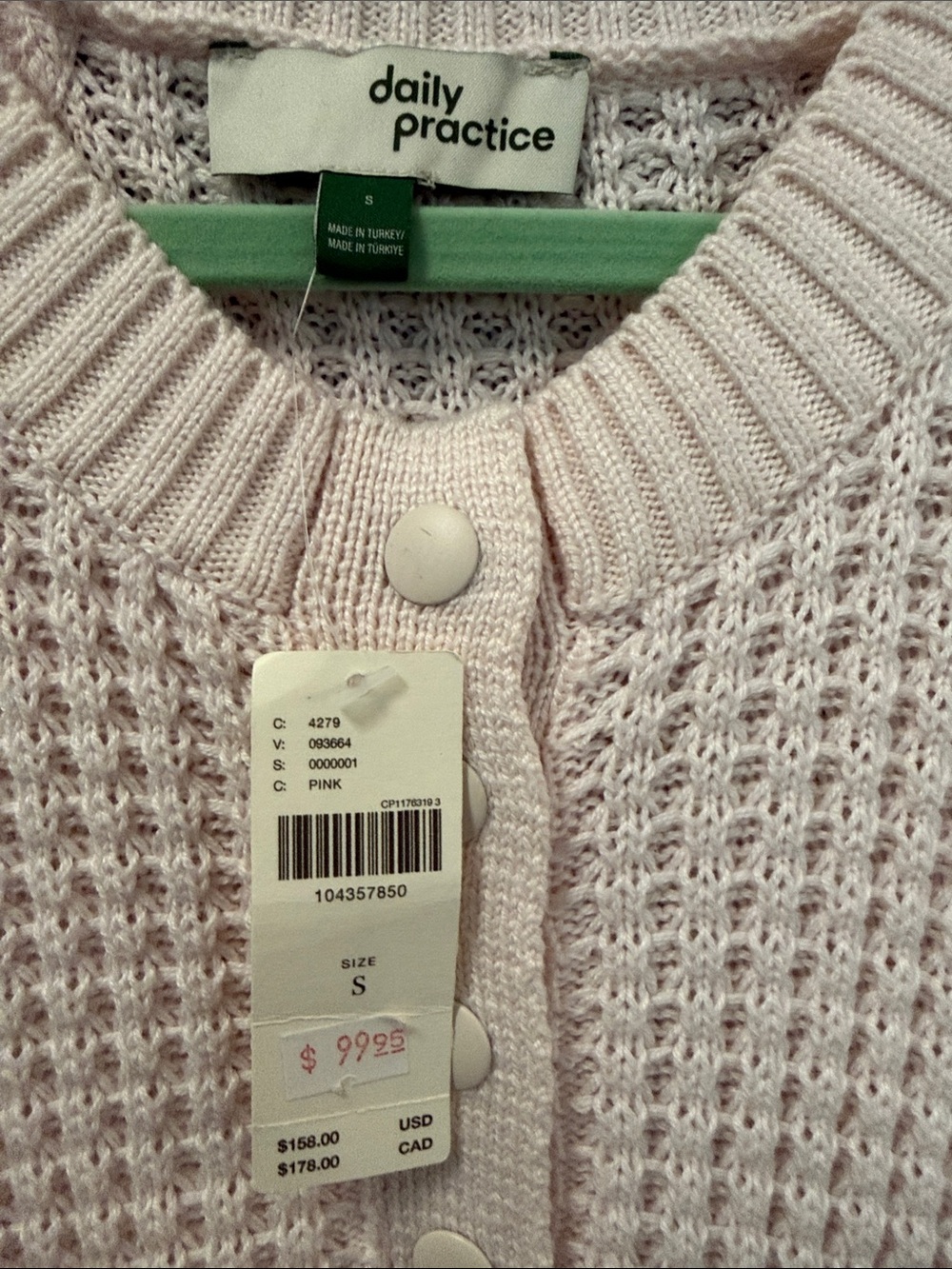 Anthropologie Light Blush Knit Henley Sweater Dress - Picture 3 of 5
